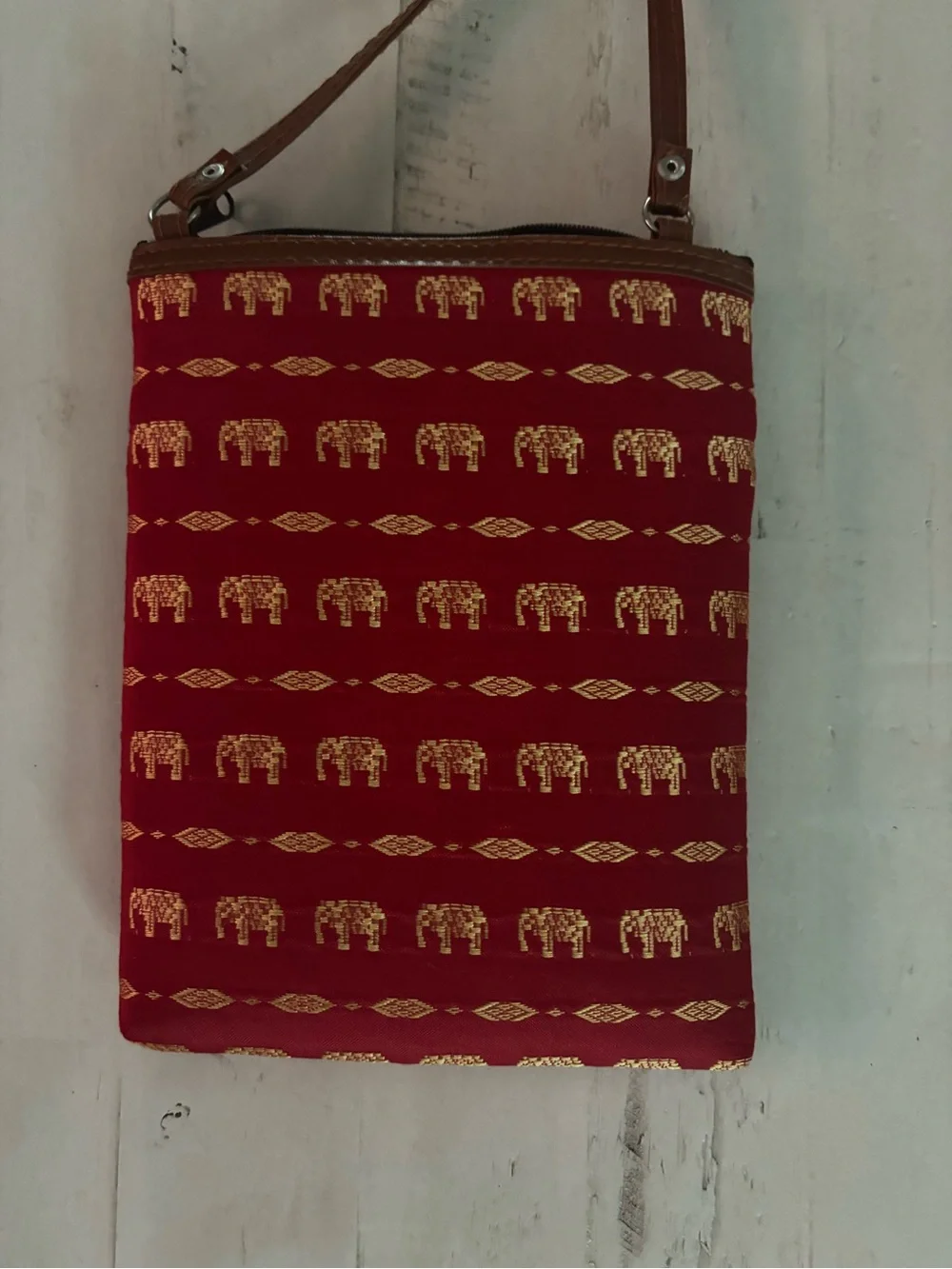 Red Elephant Crossbody Bag from Thailand